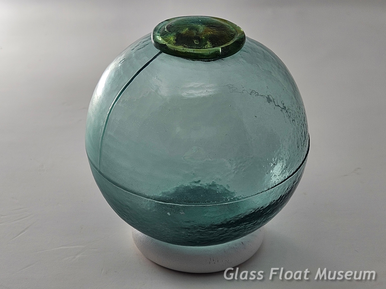 Vintage Japanese GLASS FISHING FLOAT.. Rare D G Makers Mark, Full Net  (#85) 